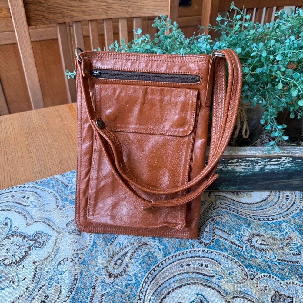Chaparral Leather Fold Over Messenger Bag shoulder Vintage Snake Hardware